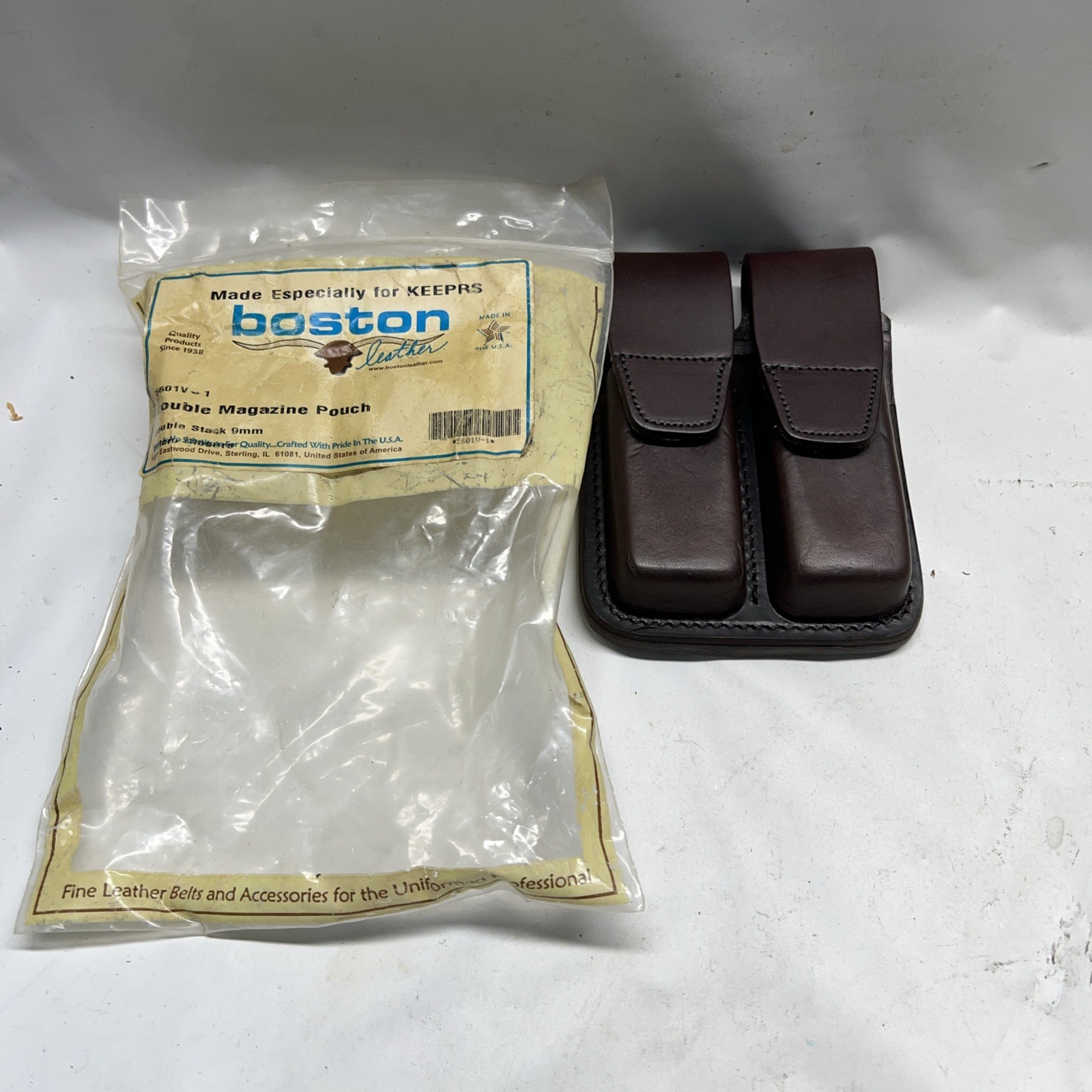 Boston Leather CLIP POUCH. DOUBLE 9MM & 40 MM Brown Leather  - New -
