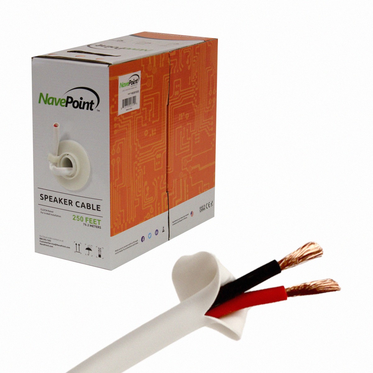 250FT Speaker Cable 14AWG Bulk Audio Wire CL2 In Wall 14/2 Gauge 2 Conductor New
