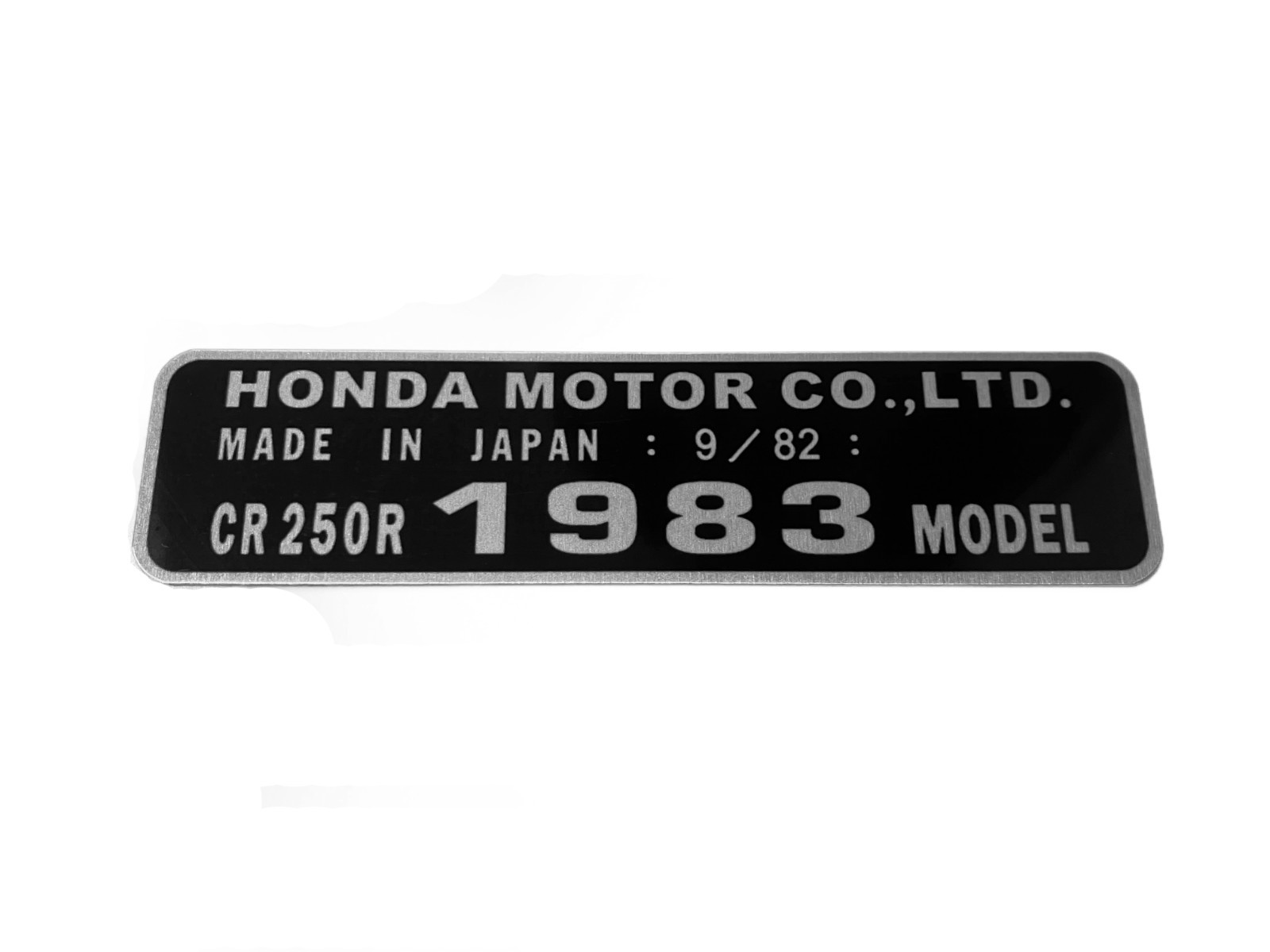 Honda CR250R 1983 Compatible ID Plate, Frame Head Tube Tag. All Years Stocked