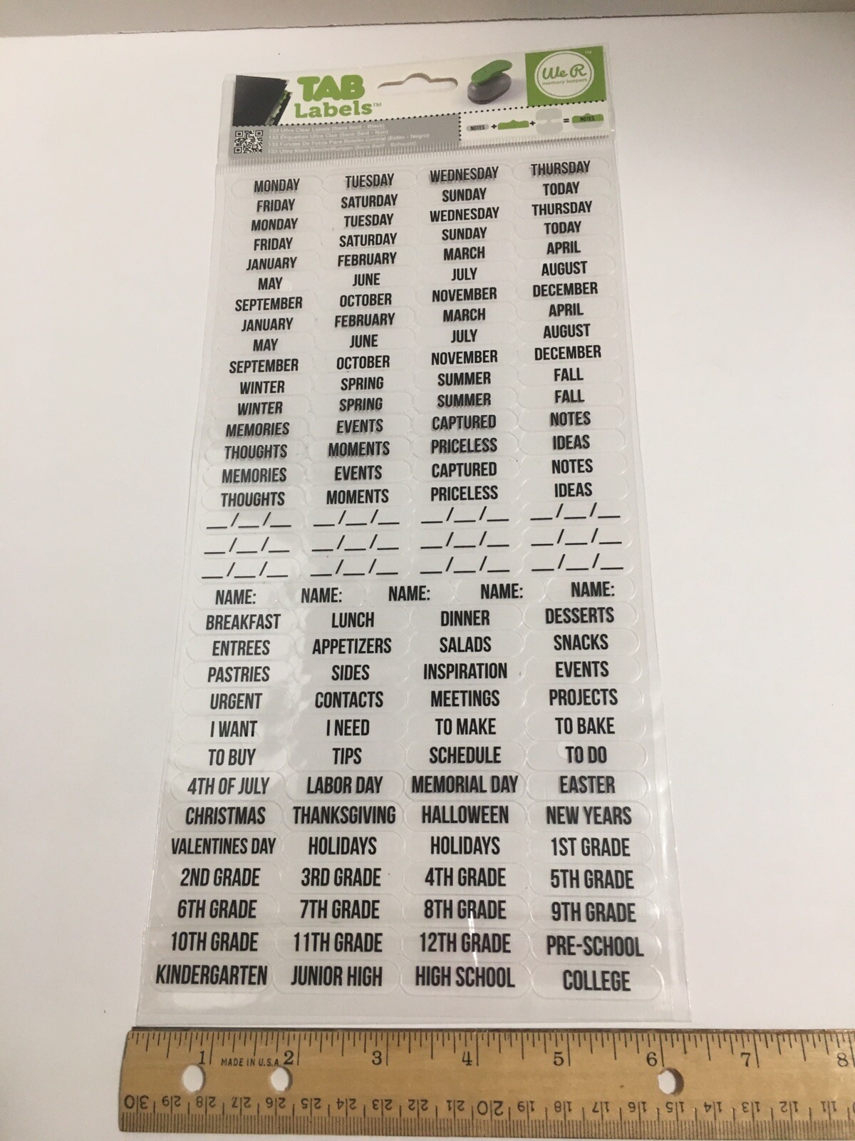 We R Memory Keepers File Tab Labels Sans Serif Font Black