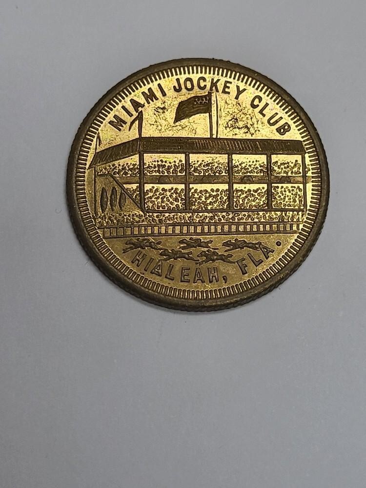 Miami Jockey Club Hialeah Florida Vintage Token Coin LOTS OF LUSTER Size of half