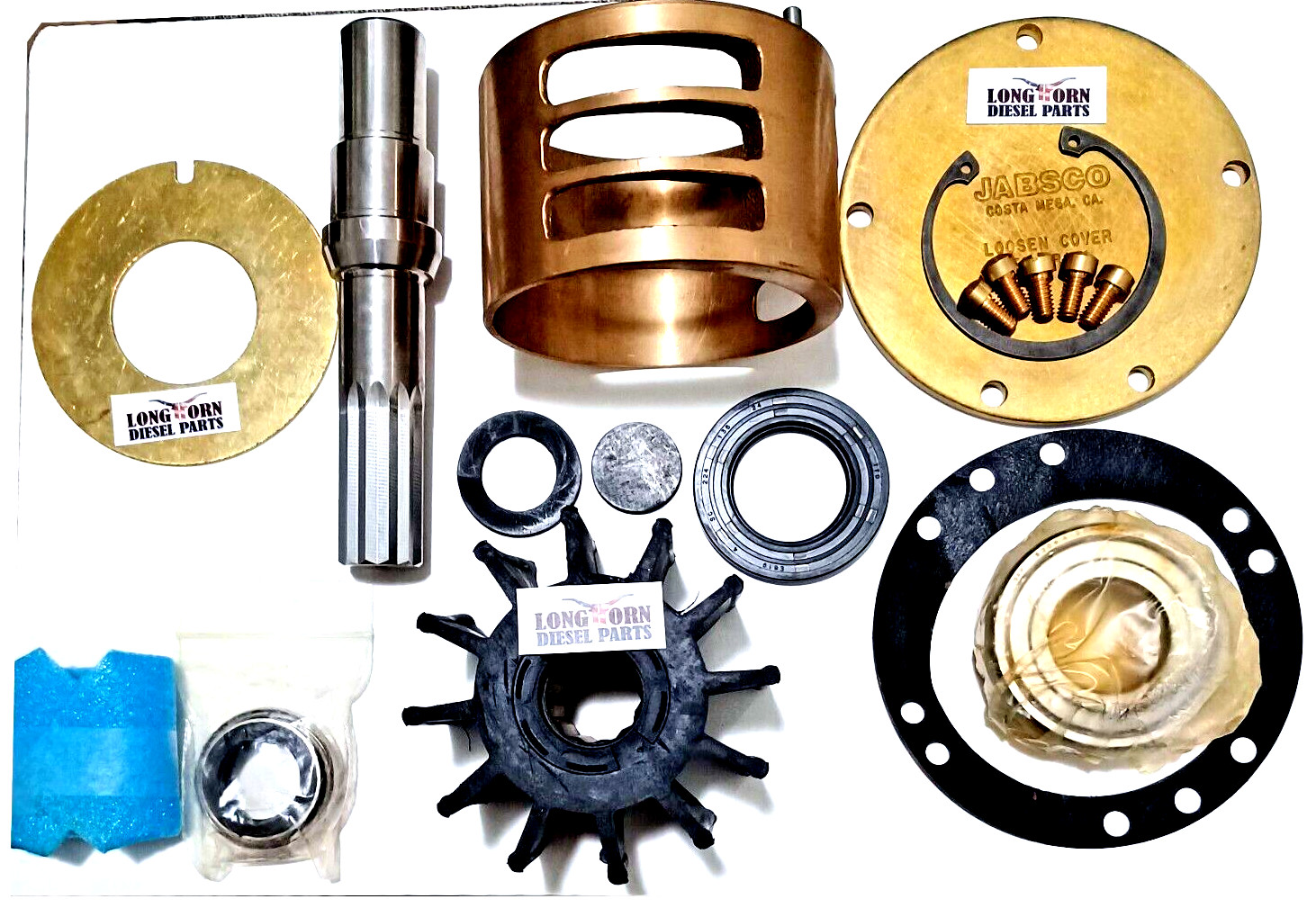 Jabsco Major Sea Water Pump Repair Kit JA12600-001 W/Shaft forCummins  V/VT 903