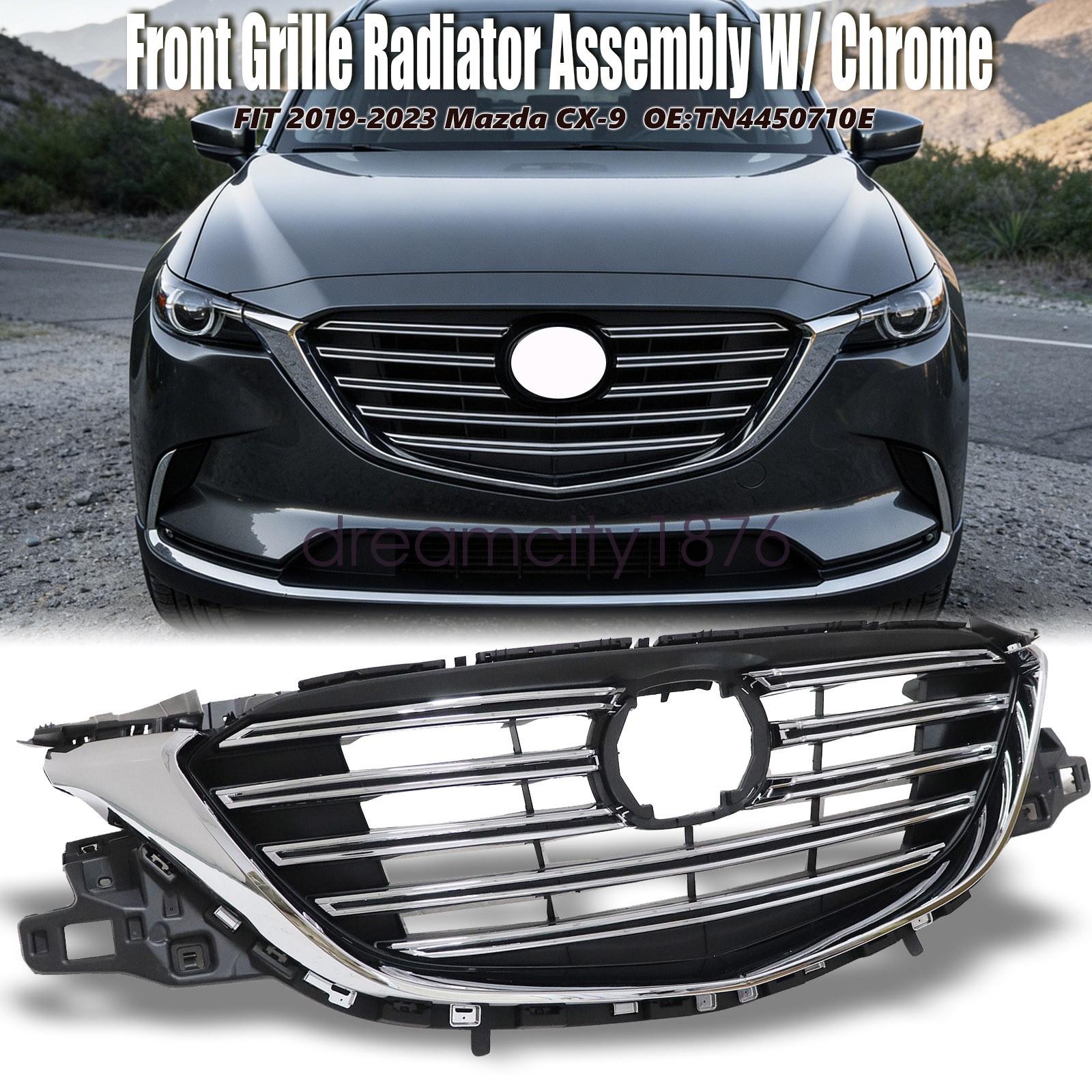 Front Bumper Grille Radiator Assembly Black For Mazda CX-9 2019-2023 TN4450710E