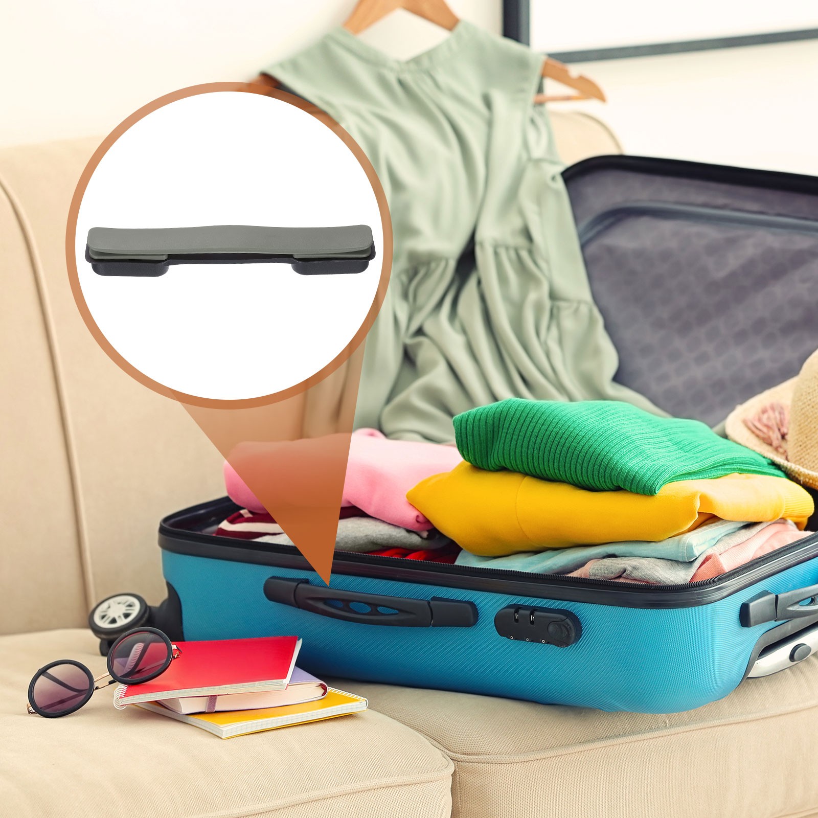 2 Pcs Luggage Handle Replacement with Screw 8.5 Inch Handle, Titanium Silver