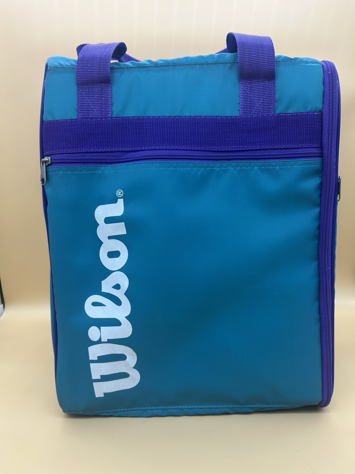 Vintage Wilson Club Tote Purple Teal Padded Tennis Gym Bag Locker Sports Travel