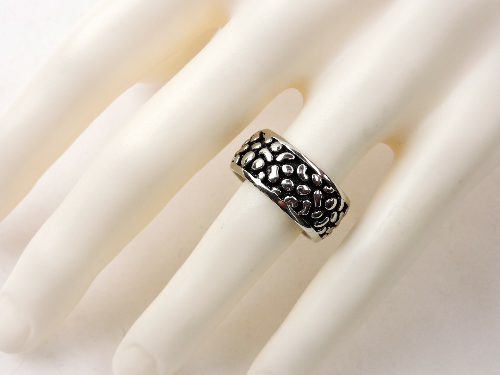 Stainless Steel 11 mm Wide Textured Band Ring - Free Gift Packaging