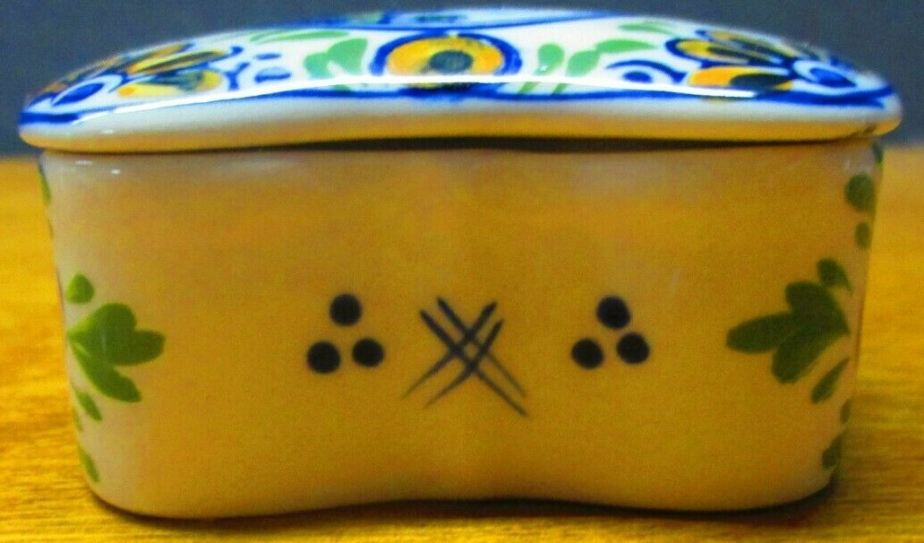 Floral & Windmill painted Trinket Box, Excellent!