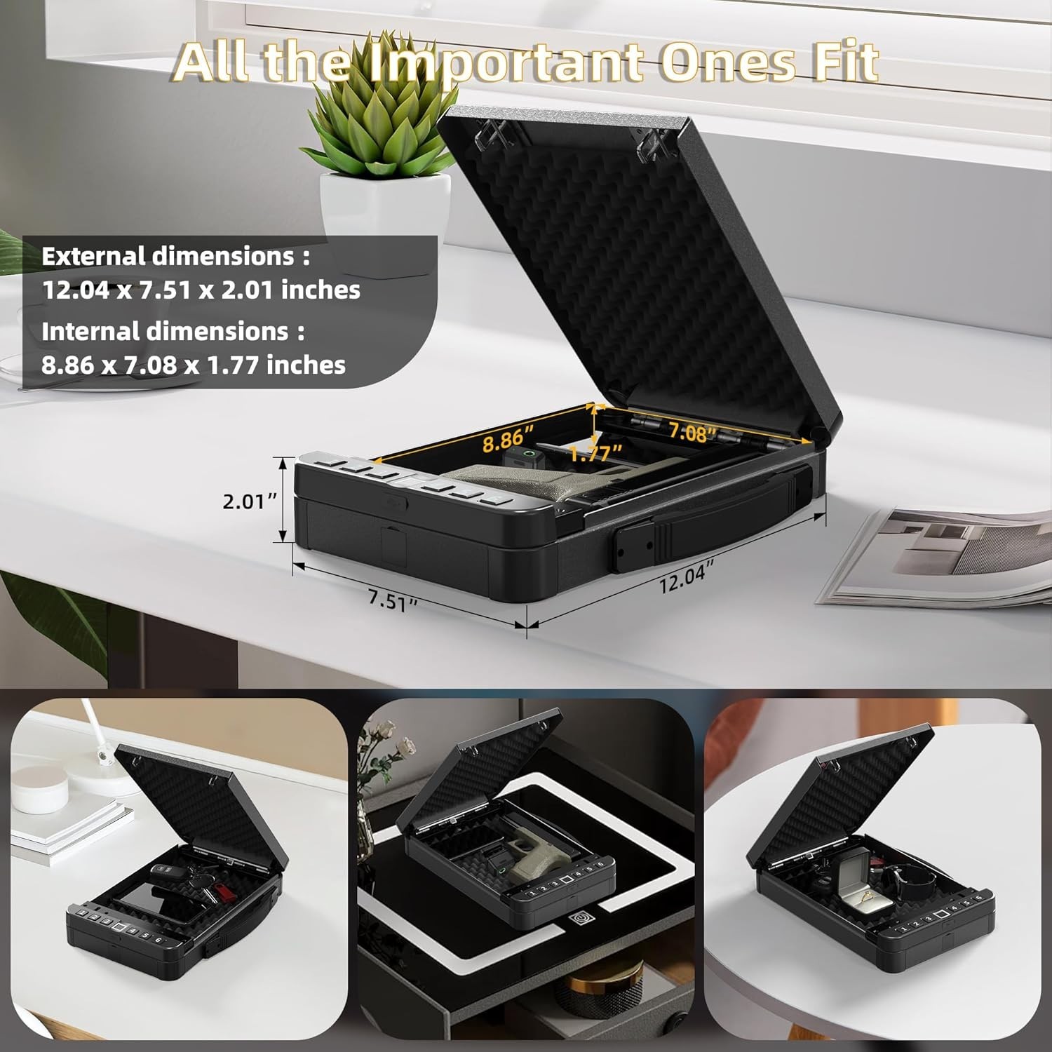 Secure Biometric Handgun Safe with Key & Password Access - Compact & Durable