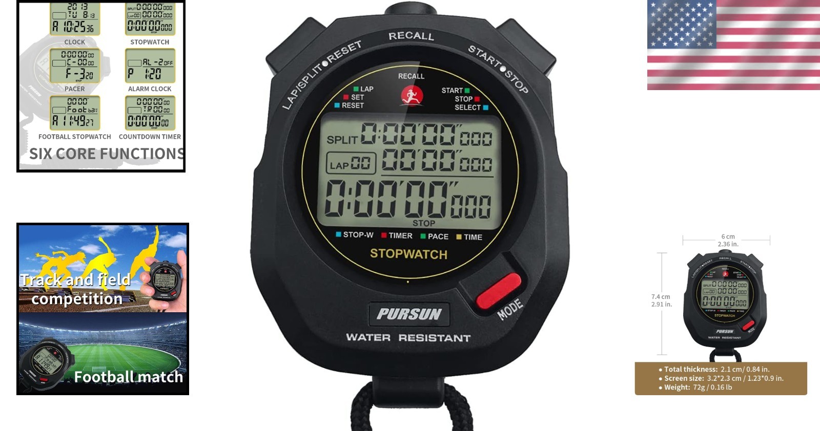 Digital Stopwatch with Fast Lap Record & 100 Lap Memory - Perfect for Training