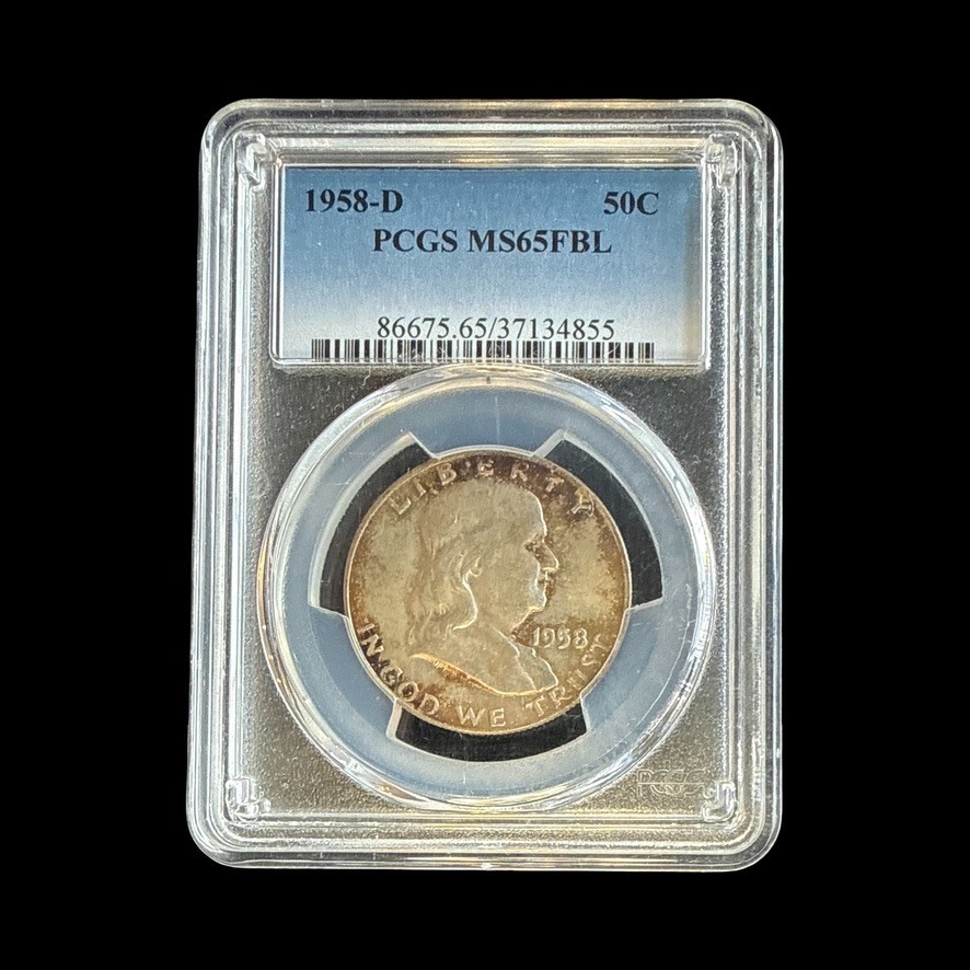 1958-D Franklin Half Dollar 50C PCGS MS65 FBL Toned - 0418