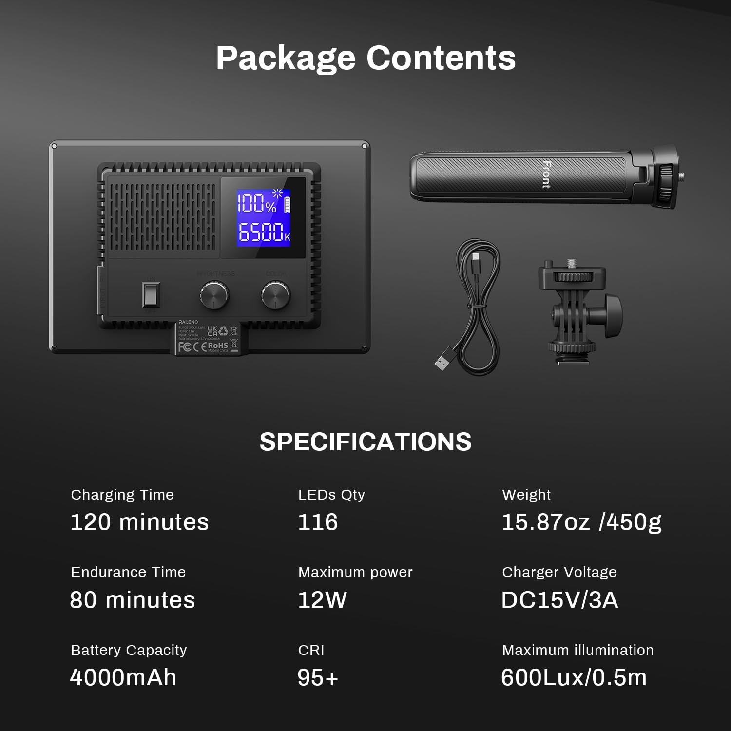 9" Video Light Panel, 2500K-6500K Light for Video Conference Recording with 4...