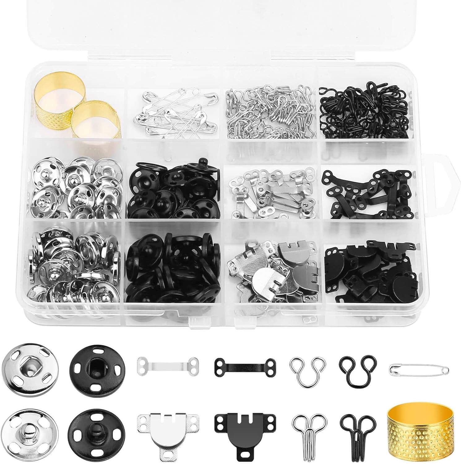 112 Pairs Sewing Hooks and Eyes Closure Set 3 Styles Sewing Skirt Hooks, Sew-on