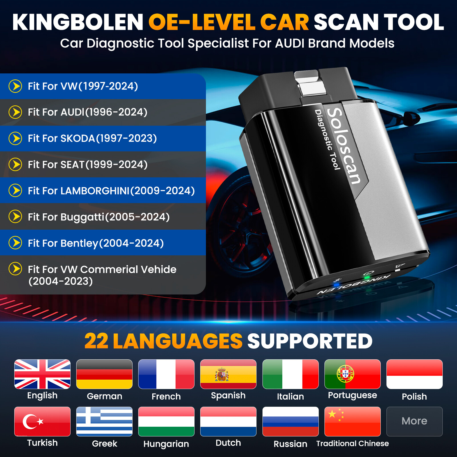 KINGBOLEN Soloscan For AUDI Bidirectional All System Car Diagnostic Tool Scanner
