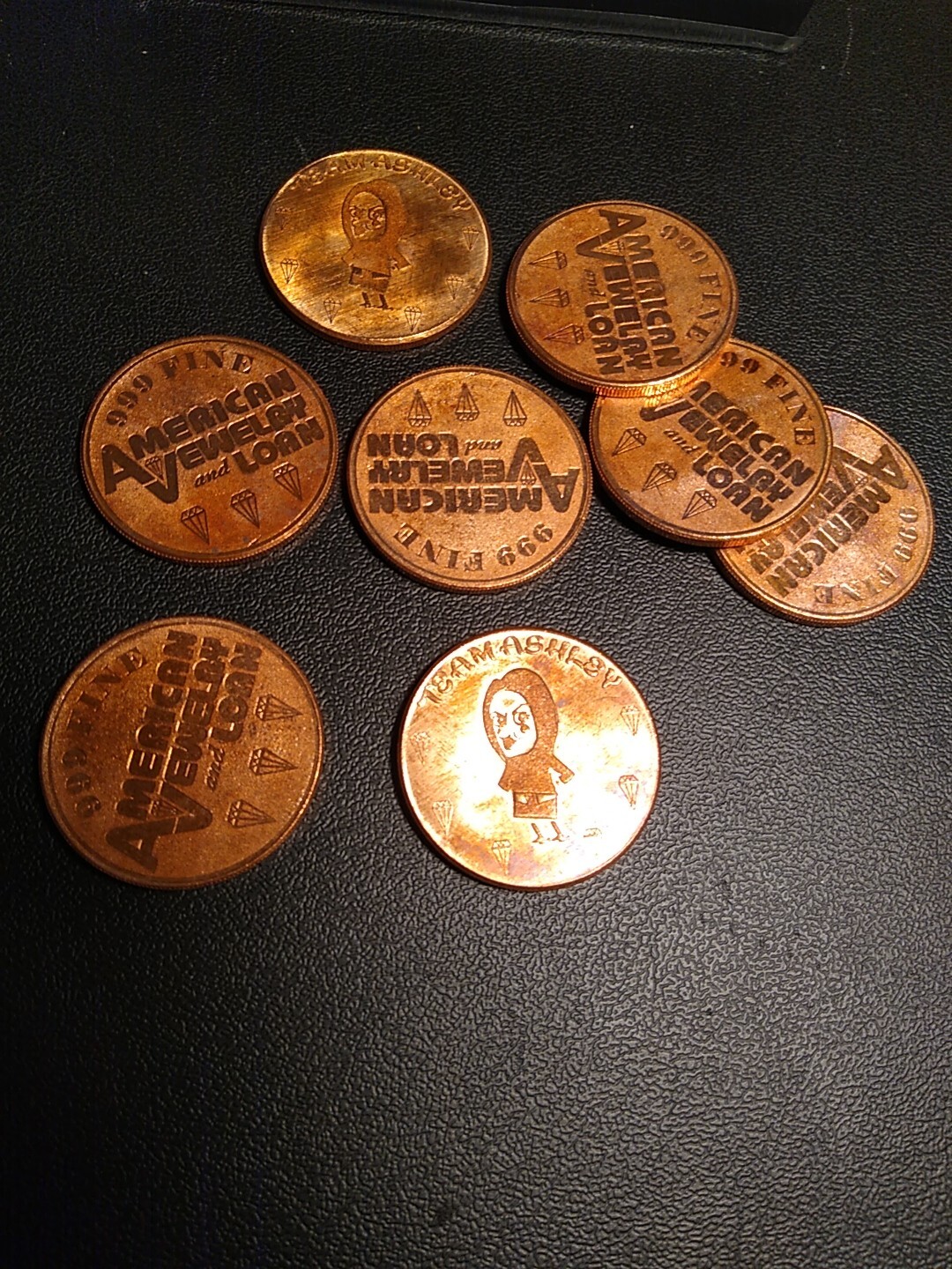 8x Limited Edition Team Ashley American Jewelry and Loan 999 Fine Copper Round