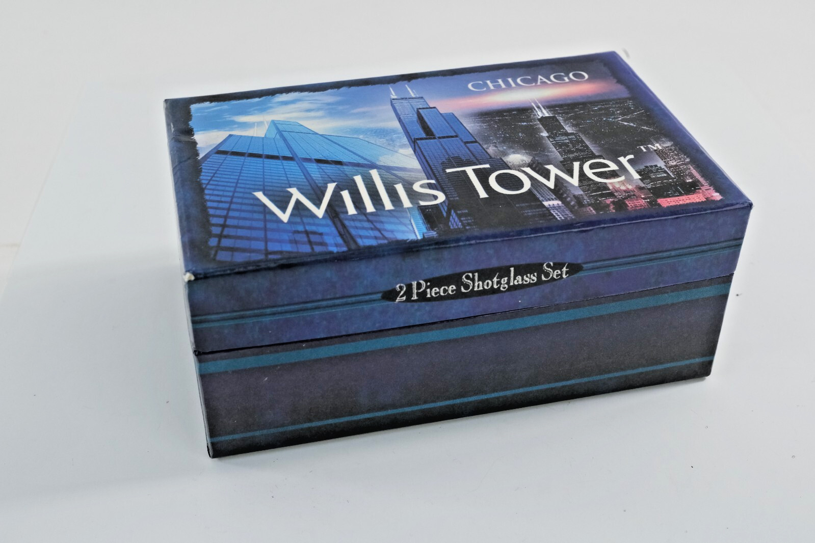 Shot Glasses Souvenir Willis Sears Tower Chicago Illinois Set of two with box