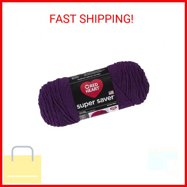 RED HEART 285412 Super Saver Yarn, Dark Orchid