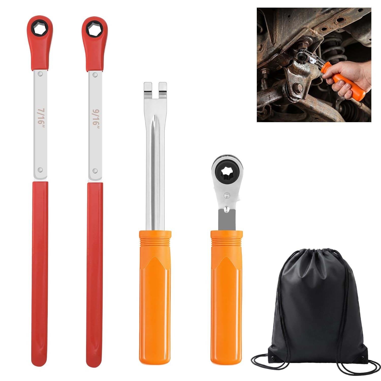 ElaraBerry 4 Pcs Automatic Slack Adjuster Release Tool Set Includes Orange