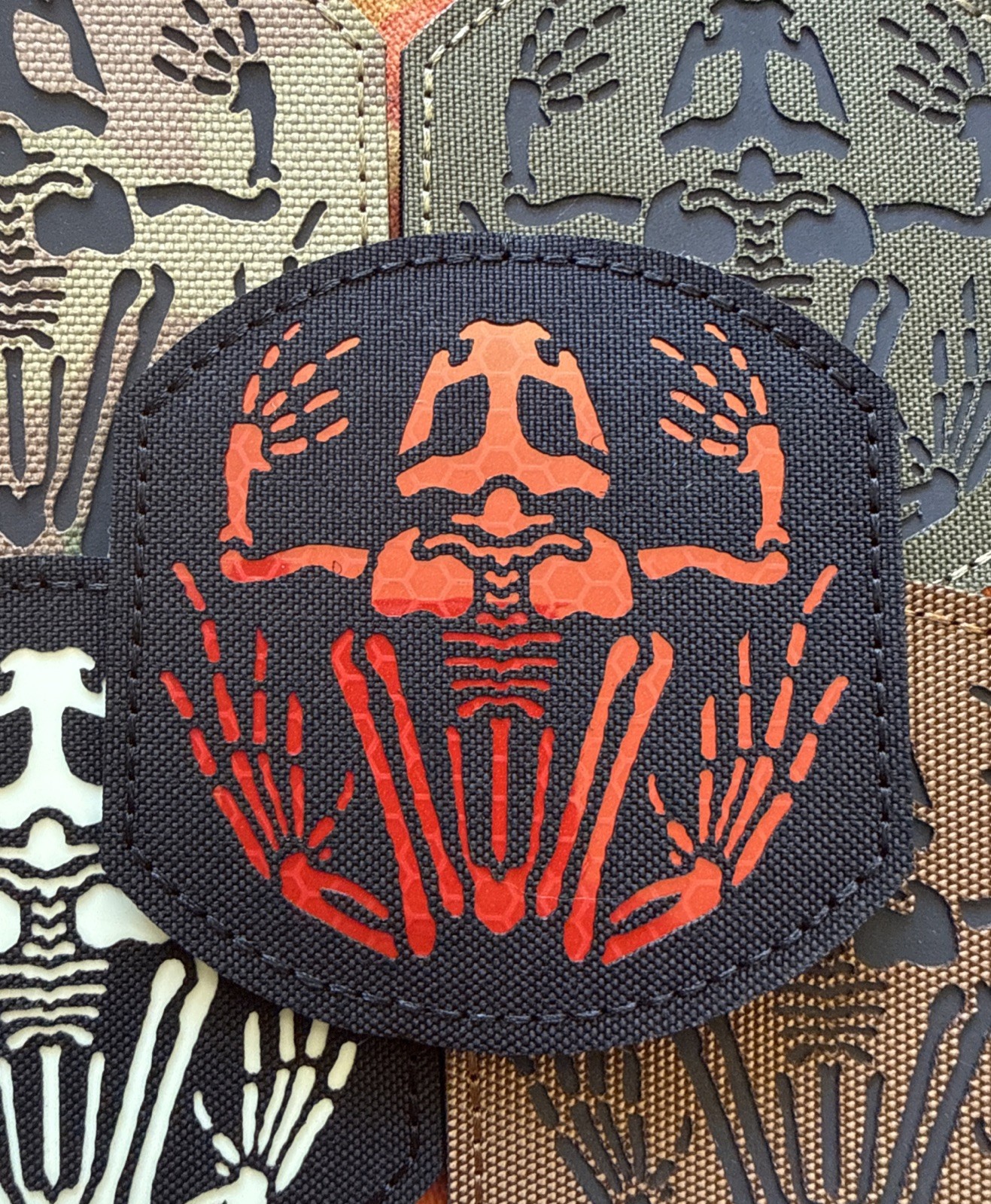 Frog Skull DEVGRU US Navy Seal Frogman IR Reflective Hook Loop Patch Red