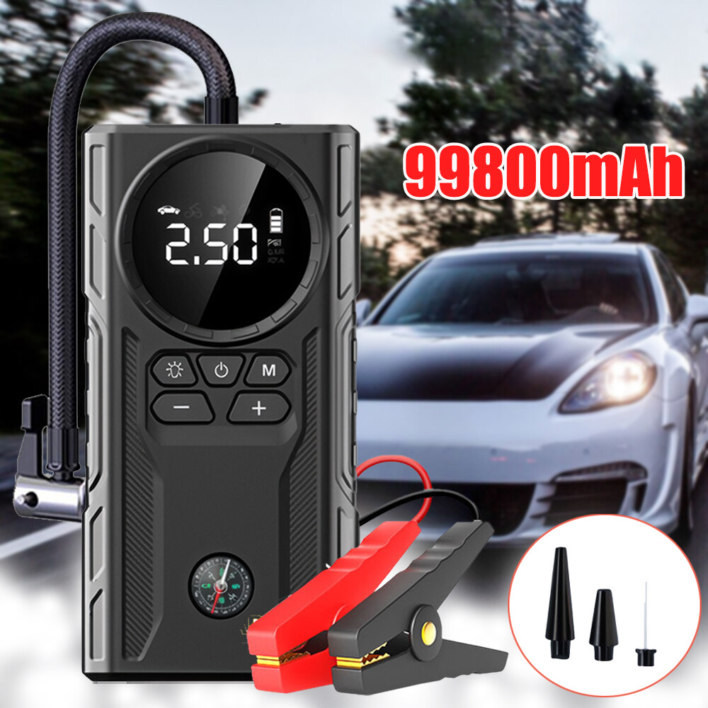 99800mAh Car Jump Starter Booster Jumper Air Compressor Tire Inflator Air Pump