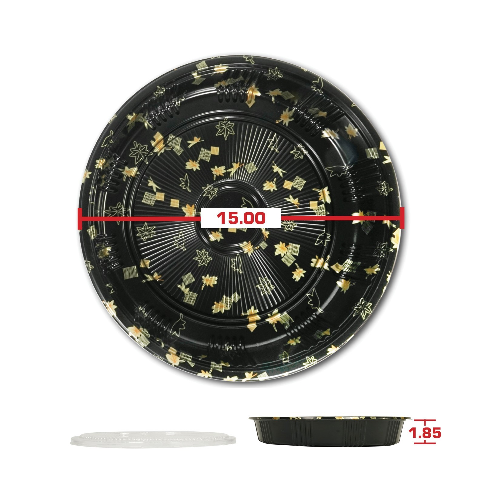 15" Large Round Plastic To Go Takeout Food Catering Platters Lids Set J-19
