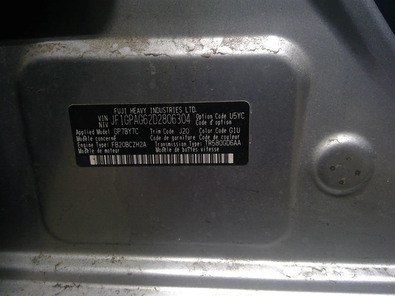 SRS Control Module Under Console Fits 13 IMPREZA 98221FJ291