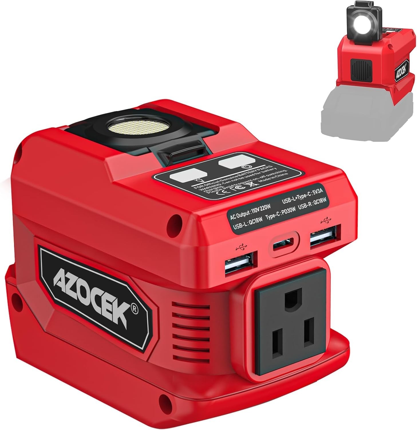 220W Power Inverter Compatible with Milwaukee 18V Battery, DC 18V to AC 110V Por