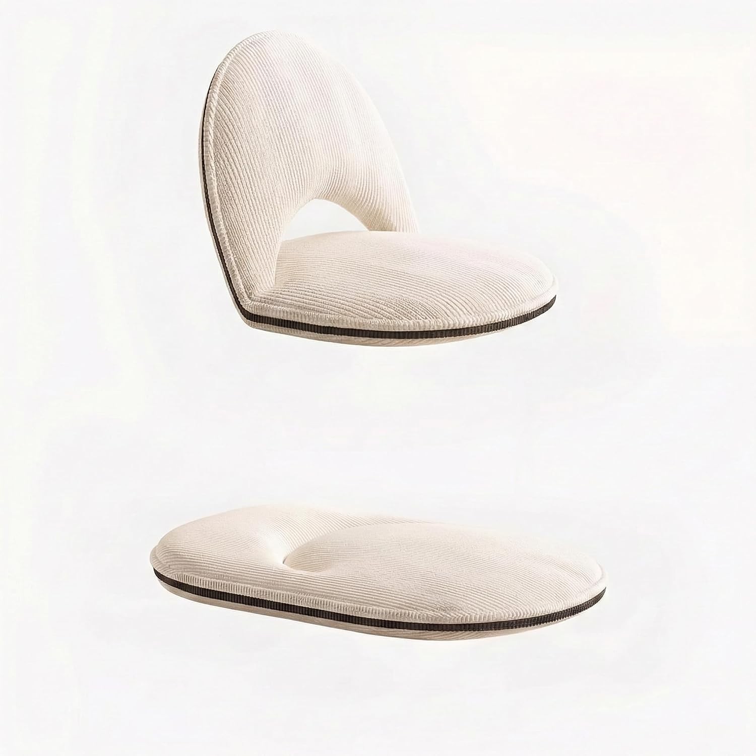 Foldable White Adjustable Floor Chairs with Back Support, Tatami Style Folding