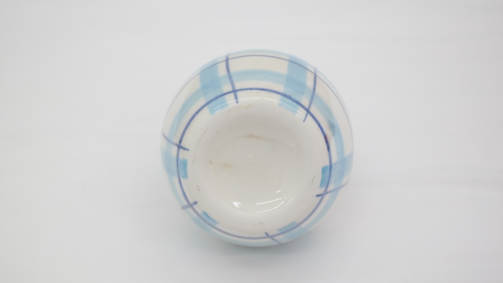 Ceramic Blue Plaid Easter Baskets Candy Dish Bowl VY