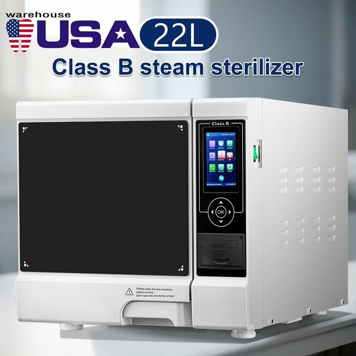 22L Class B Dental Autoclave Steam Sterilizer Vacuum Sterilization with Printer
