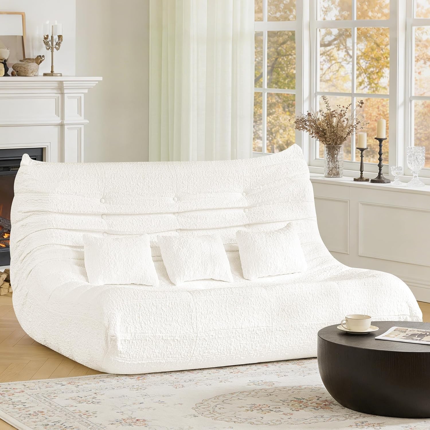 Bean Bag Chair for Adults - Lar Bean Bag with Three Pillows, Oversized