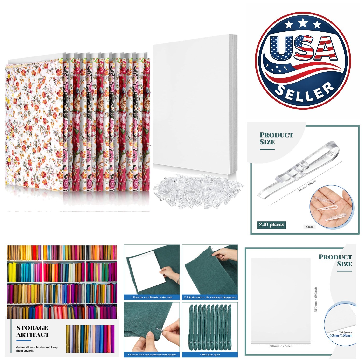 50 Set Fabric Organizer Boards & U Shape Alligator Clips - Wrinkle-Free Storage