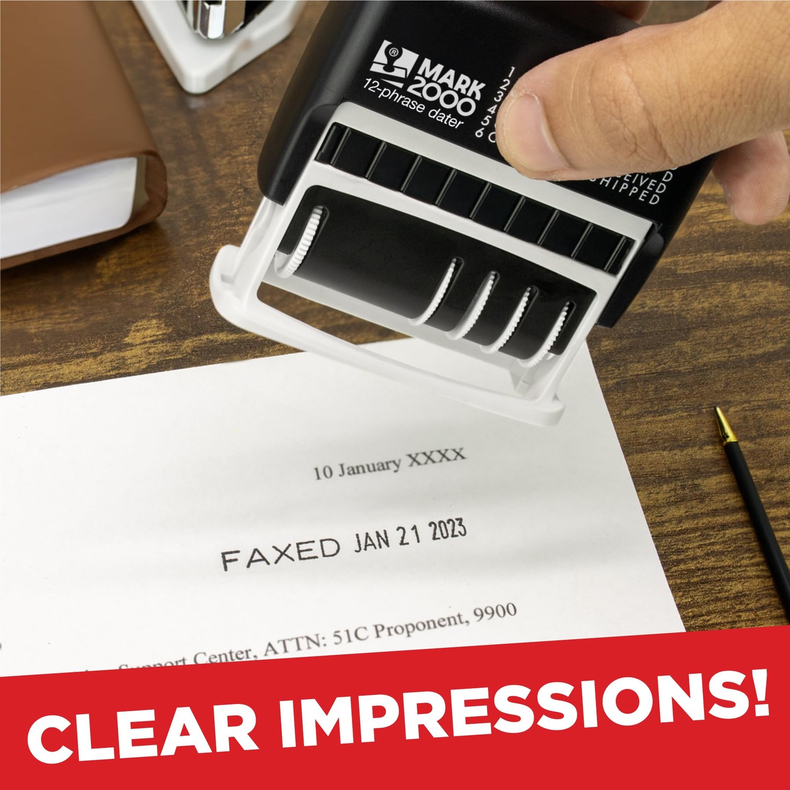 12Phrase Dater Date And Phrase SelfInking Stamp Black Ink Office Tool