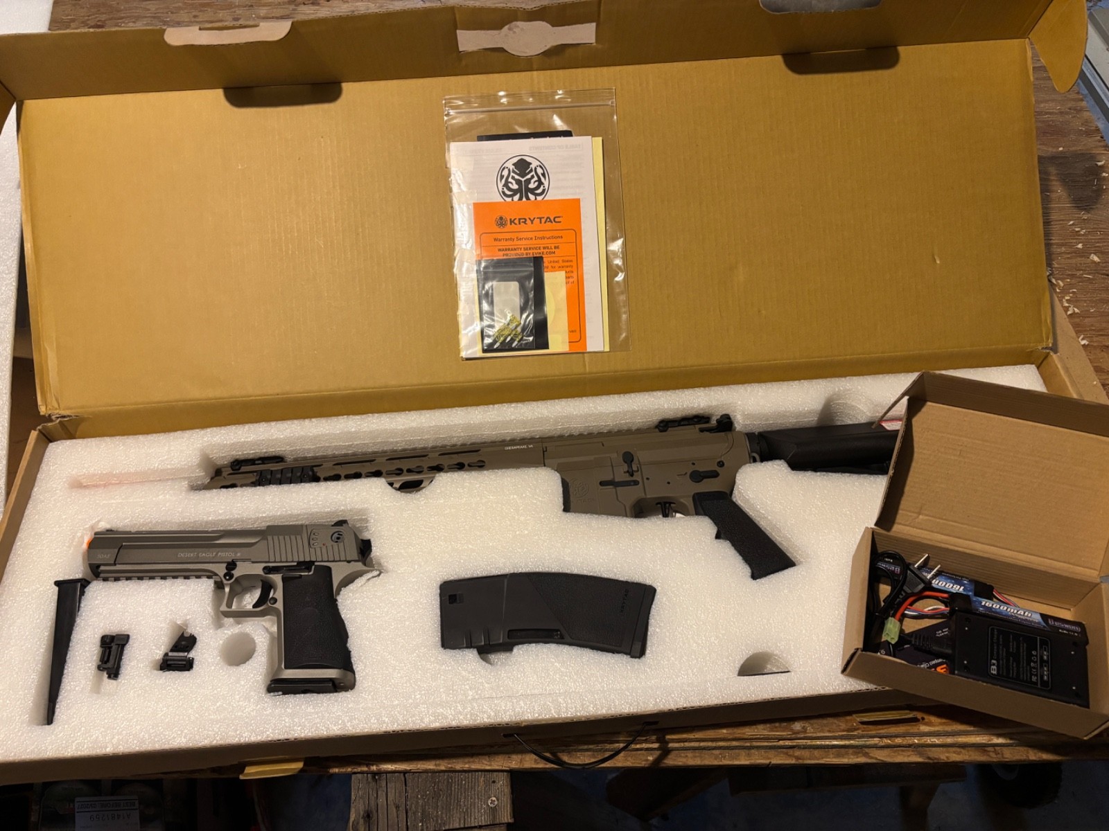 Airsoft Krytac rifle and Dester Eagle Airsoft pistol with other items