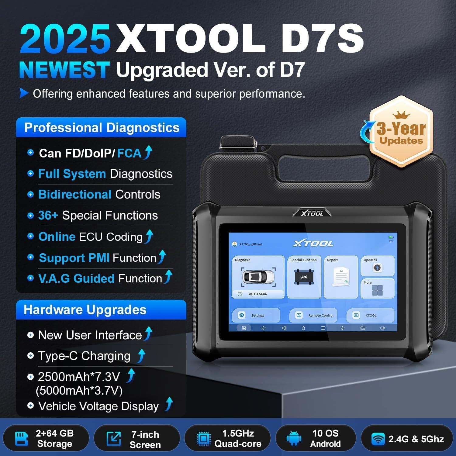 XTOOL Bidirectional Scan Tool D7S D7W D8S D8W E.CU Coding Full System 2025 V2.0
