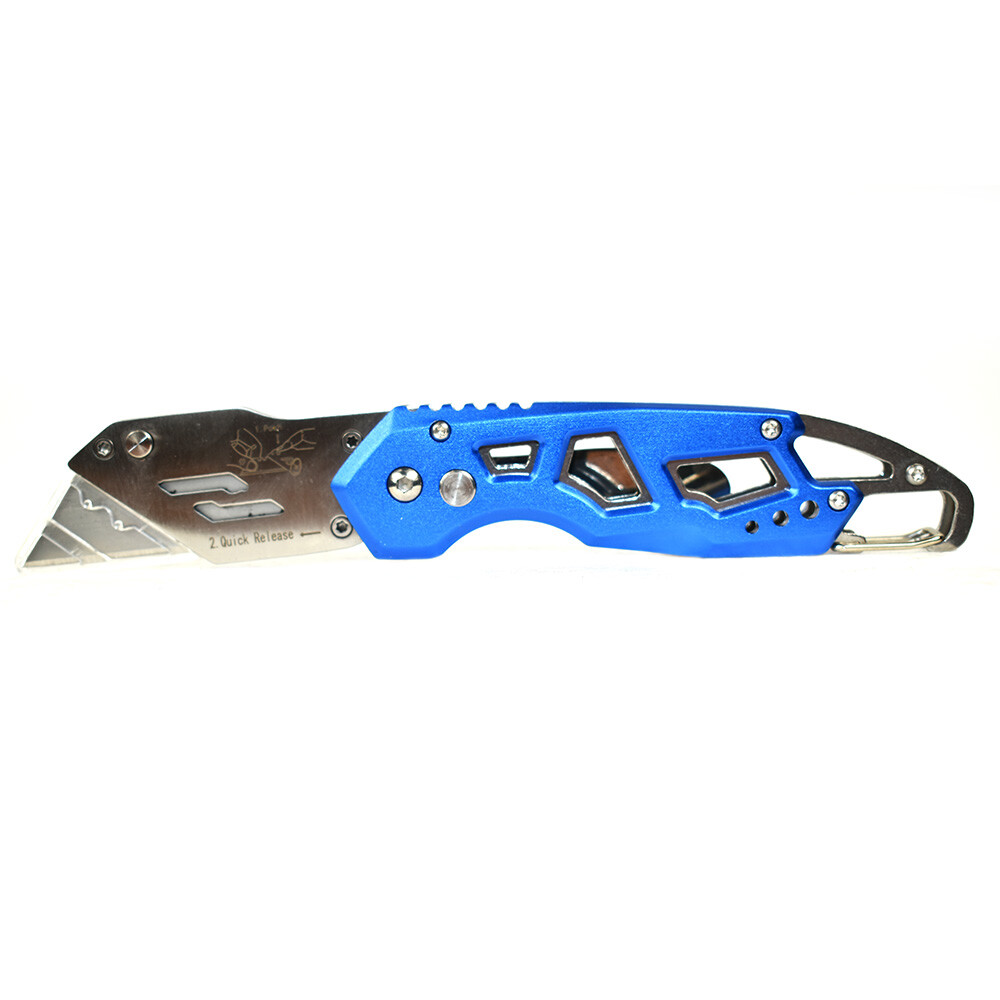 Folding Utility Pocket Knife Box Cutter with Belt Clip, Easy Release Button