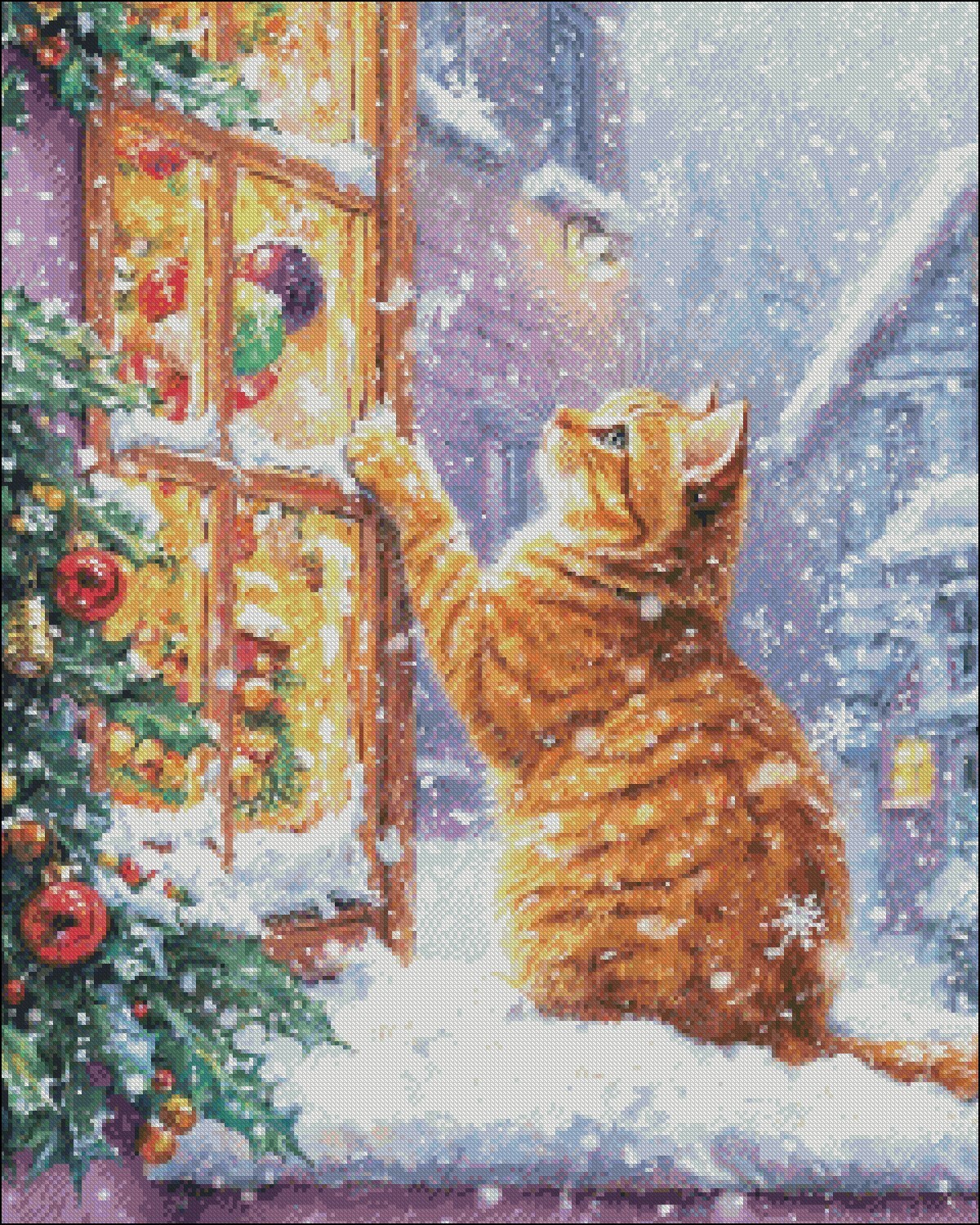 Christmas Visitor 3 DIY Chart Counted Cross Stitch Patterns Needlework DMC Color