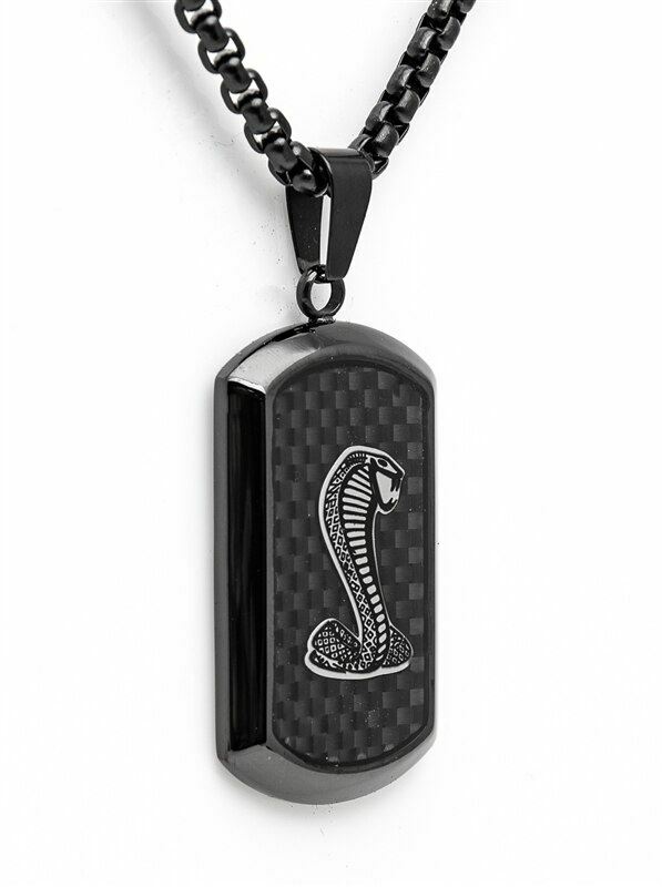 Necklace - Shelby / SVT Snake Carbon Fiber Dog Tag GT500 Cobra Mustang FREE SHIP