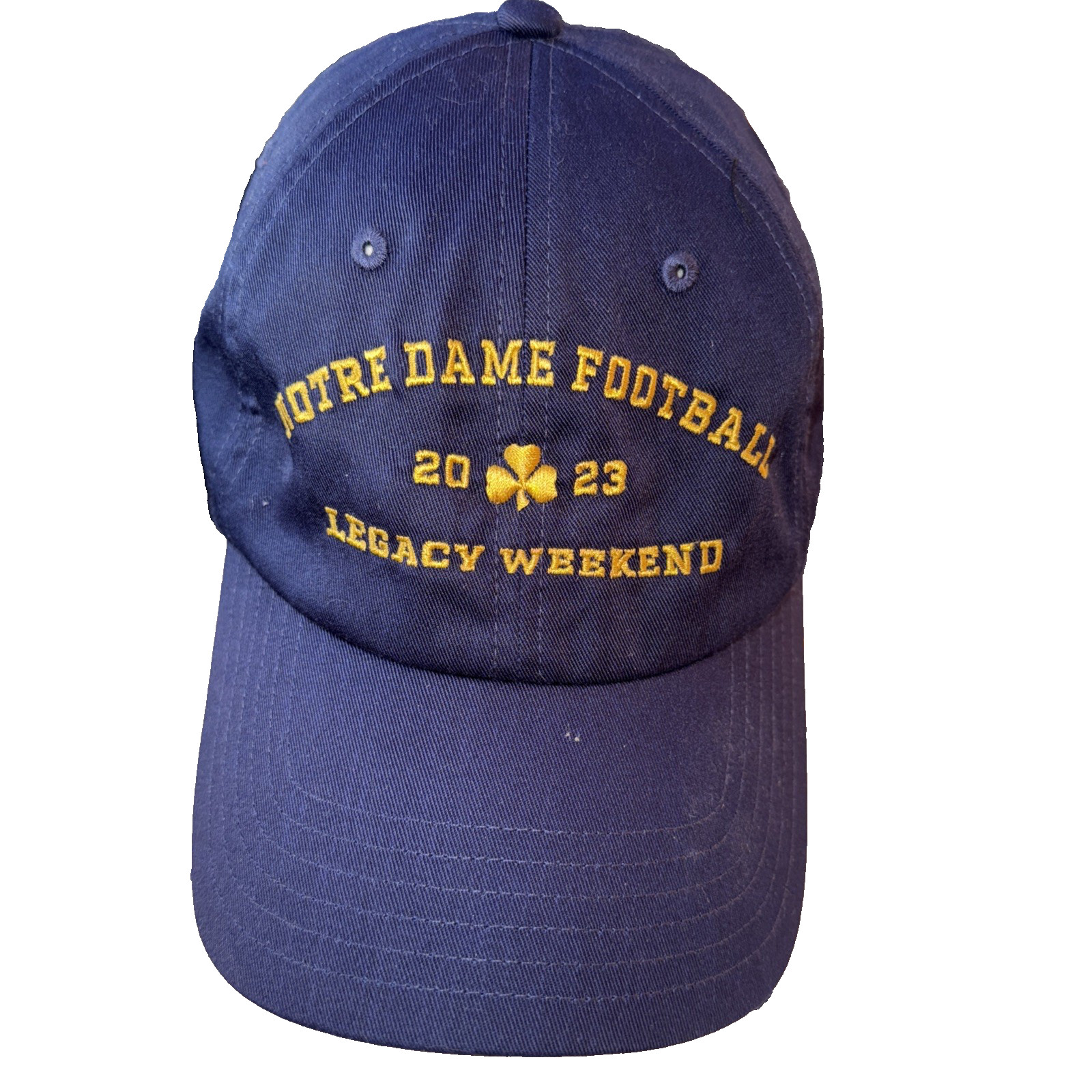 Notre Dame Football 2023 Legacy Weekend Navy w Gold Hat Cap Under Armour FreeFit
