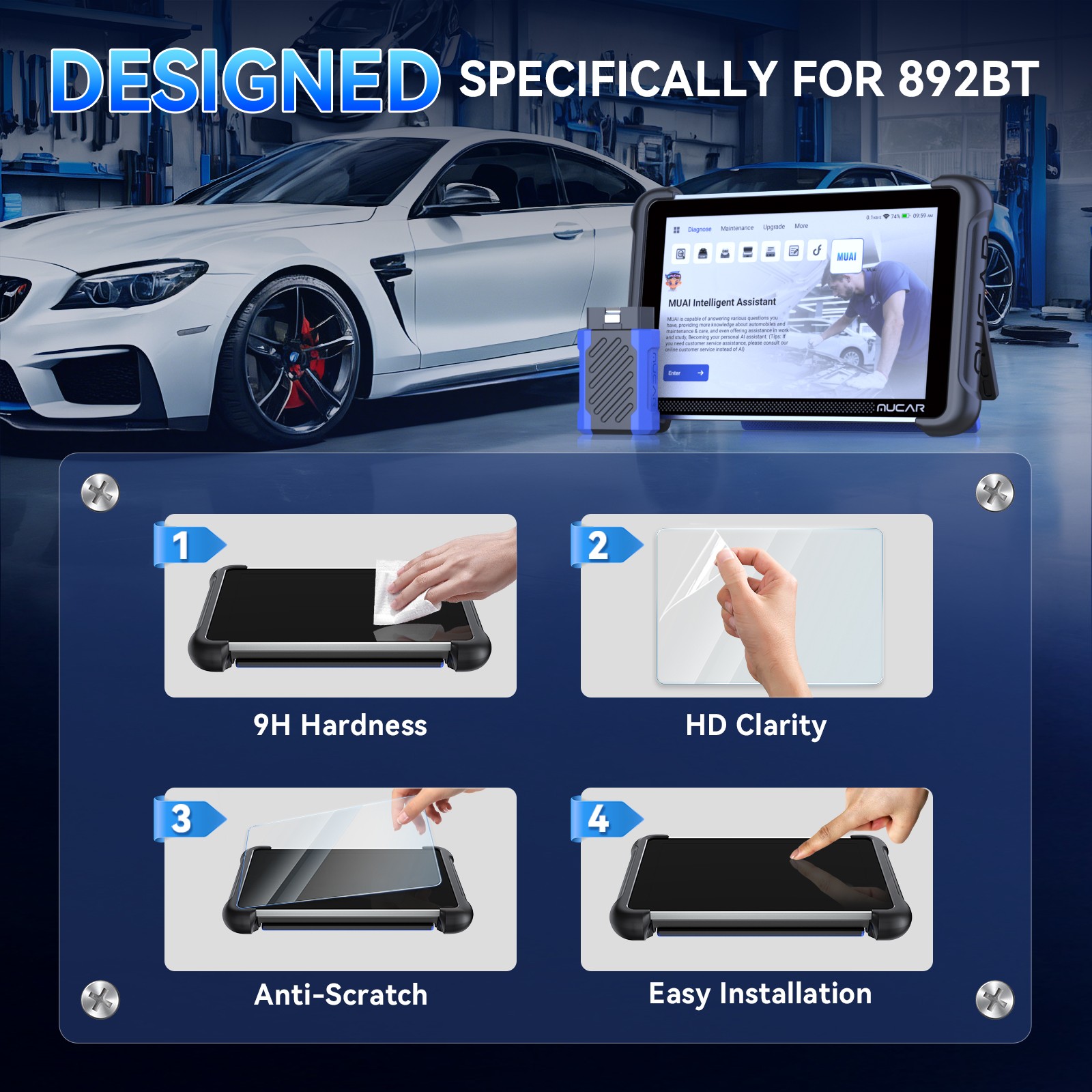 MUCAR 892BT Car CANFD AI All System Scanner KEY Coding Bidirectional Tool