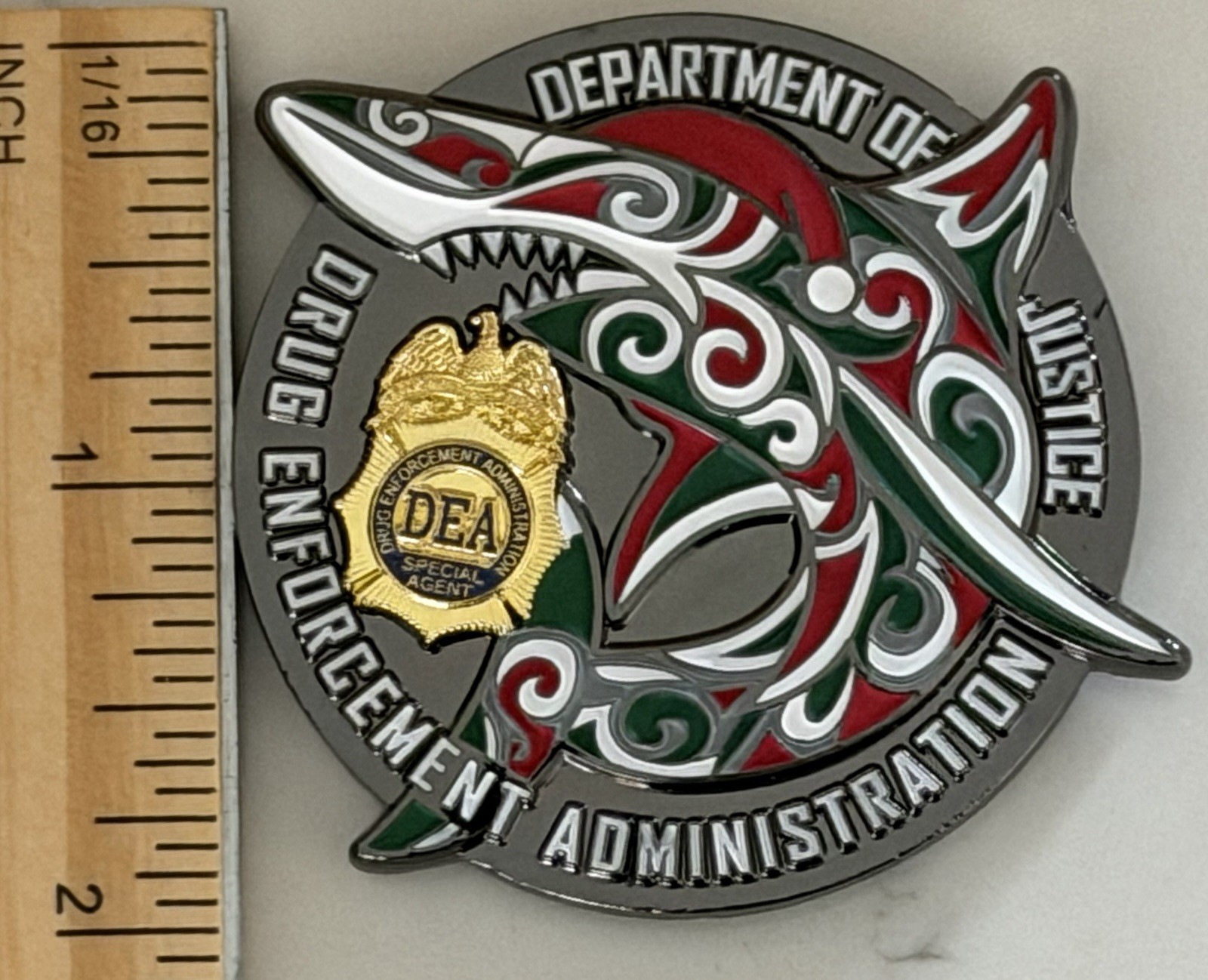 NEW! RARE - DEA HONOLULU DISTRICT OFFICE CHALLENGE COIN SHARK MELE KALIKIMAKA