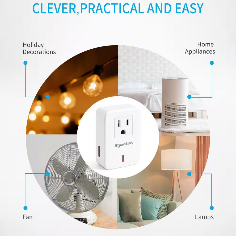 White 5 Socket 2 Remote Control Wireless Electrical Switch Set, 100 Feet Remote