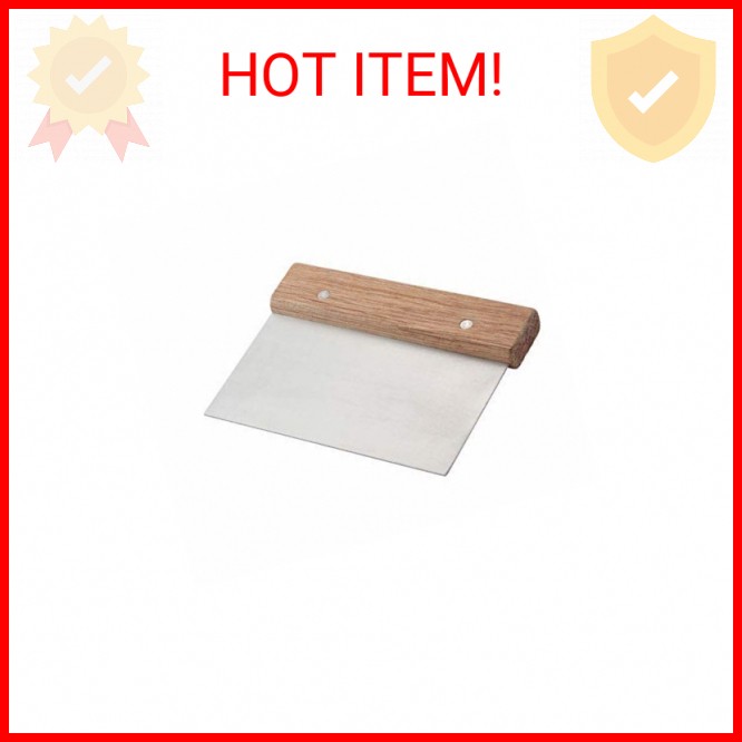 Winco Stainless Steel Dough Scraper with Wood Handle