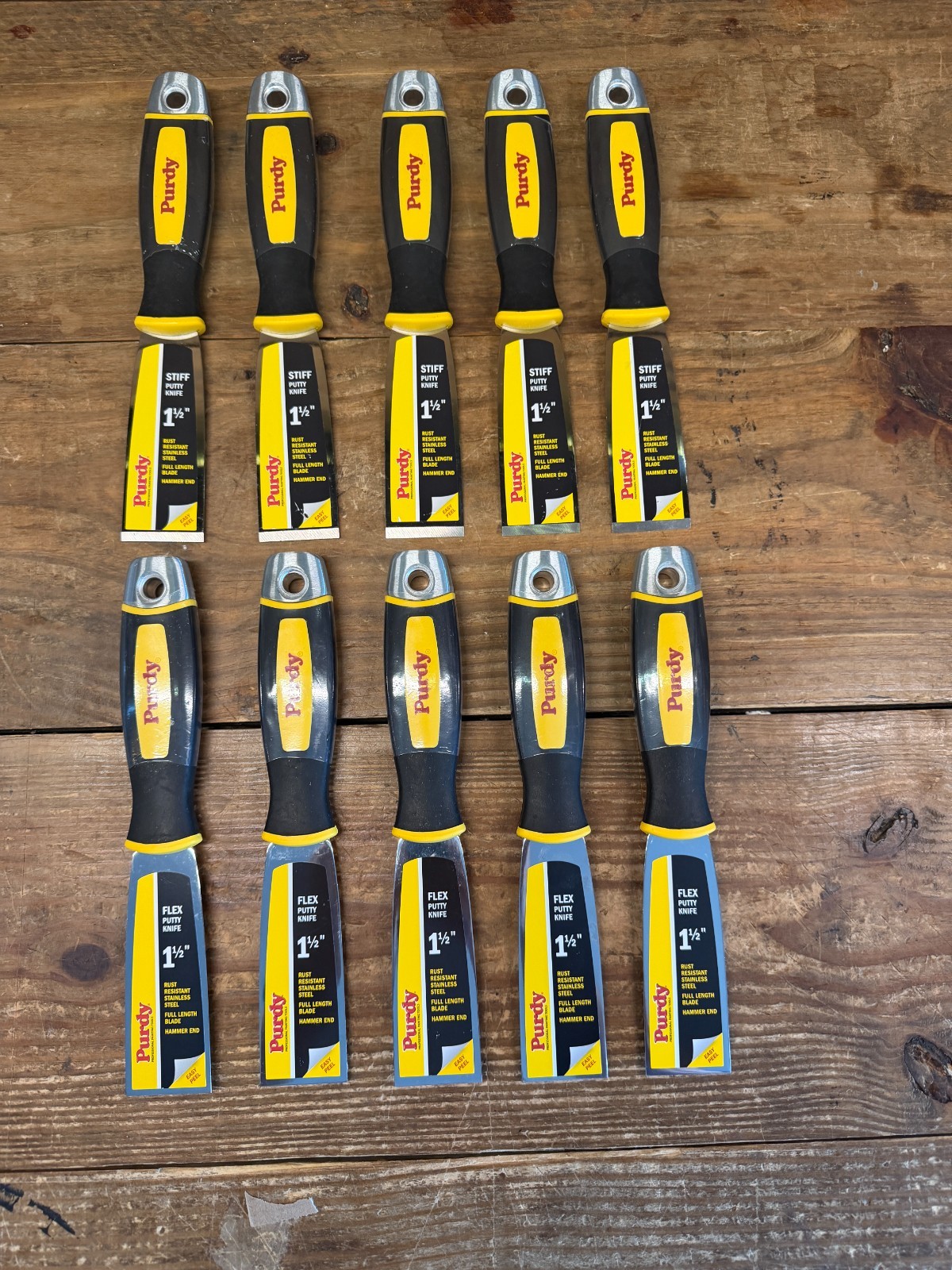 (10) Purdy Premium 1.5" Putty Knife (5) Flex + (5) Stiff Stainless Genuine OEM