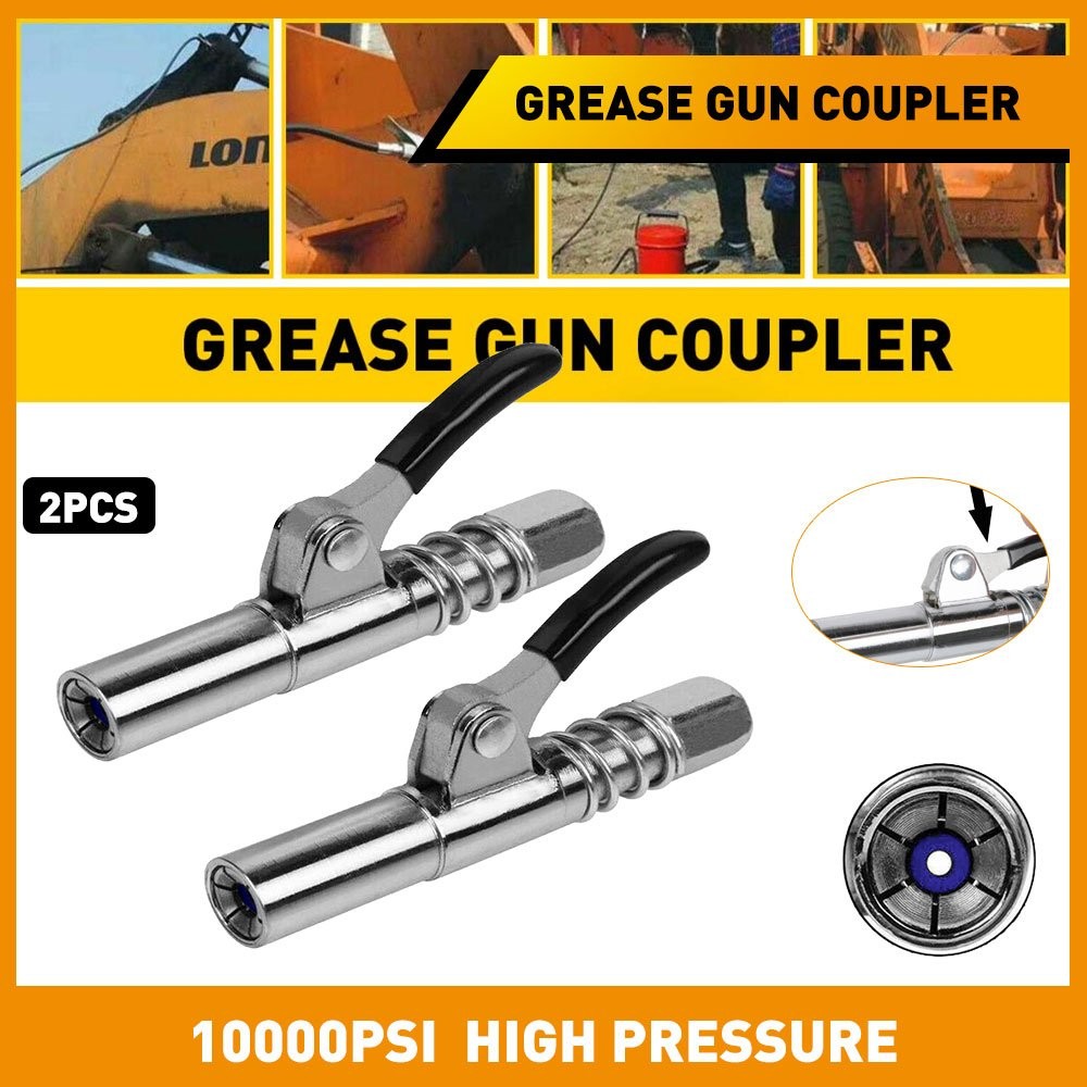 2x Grease Gun Coupler Heavy-Duty Quick Release Lock Oil Nozzle NPT 1/8" 12000PSI