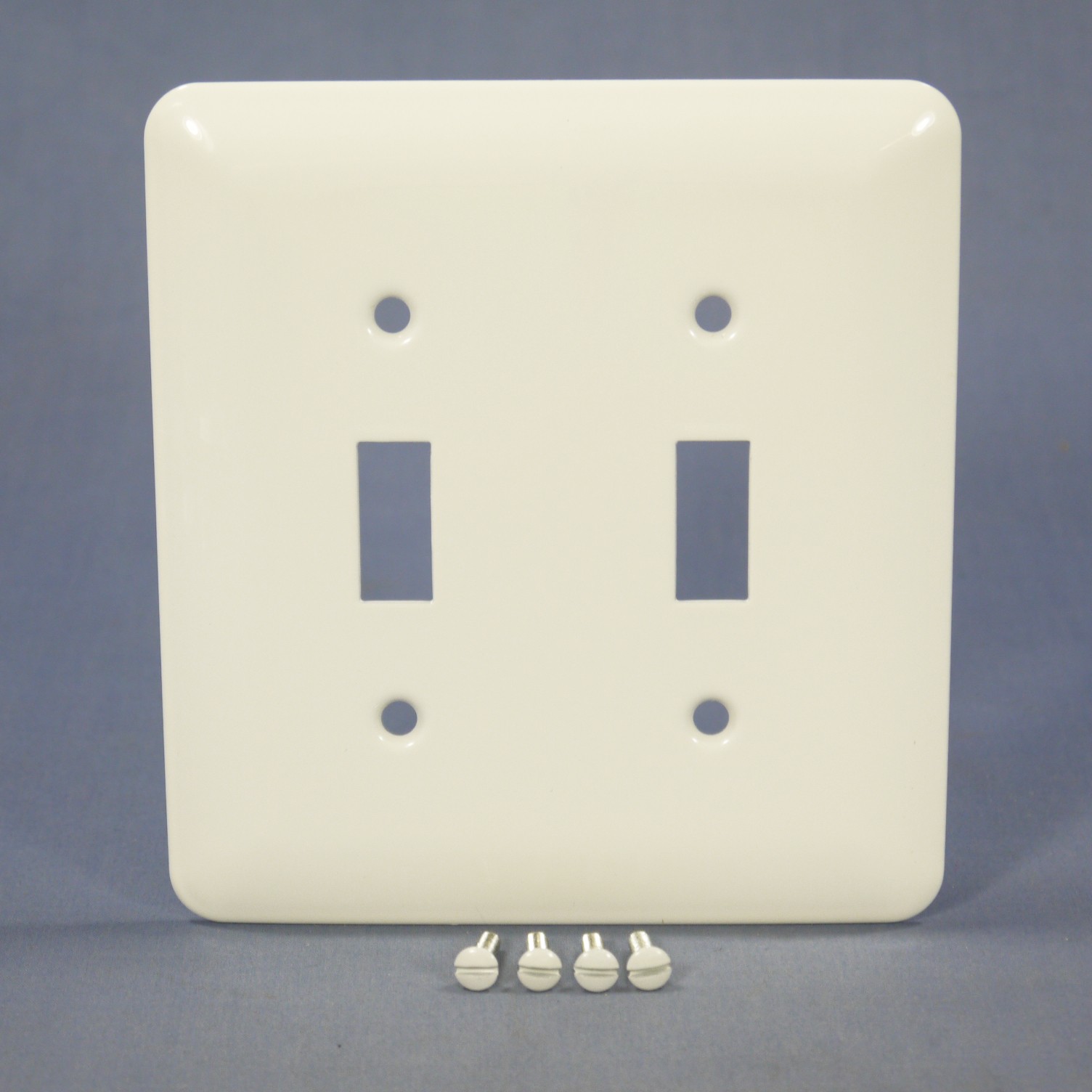 Mulberry Princess White 2-Gang Metal Toggle Switch Cover Wallplate Switchplate