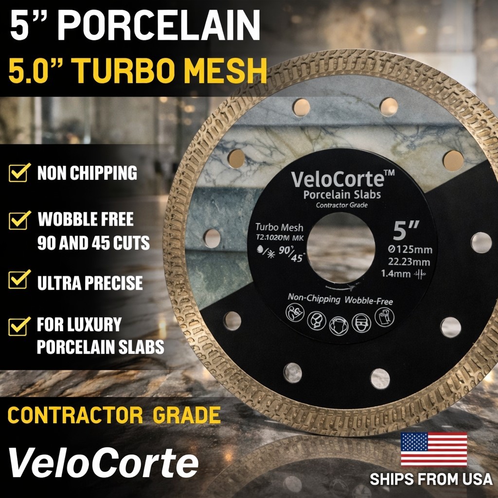 VeloCorte 5.0" Turbo Mesh Diamond Tile Saw Blade - Porcelain, Ceramic, Dekton