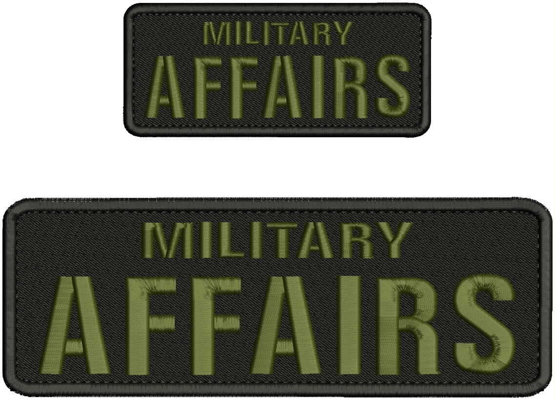 M Affairs MBROIDERY  PATCH 3x9  AND 2X5 HOOK ON BACK Od Green On Black