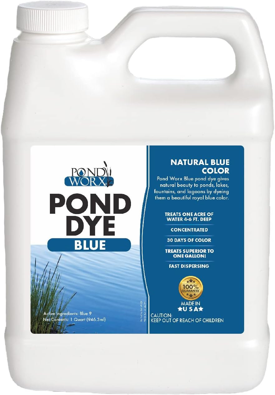 Pond Worx Blue Lake and Pond Dye - 4X Concentrated Liquid Pond Colorant – Shades
