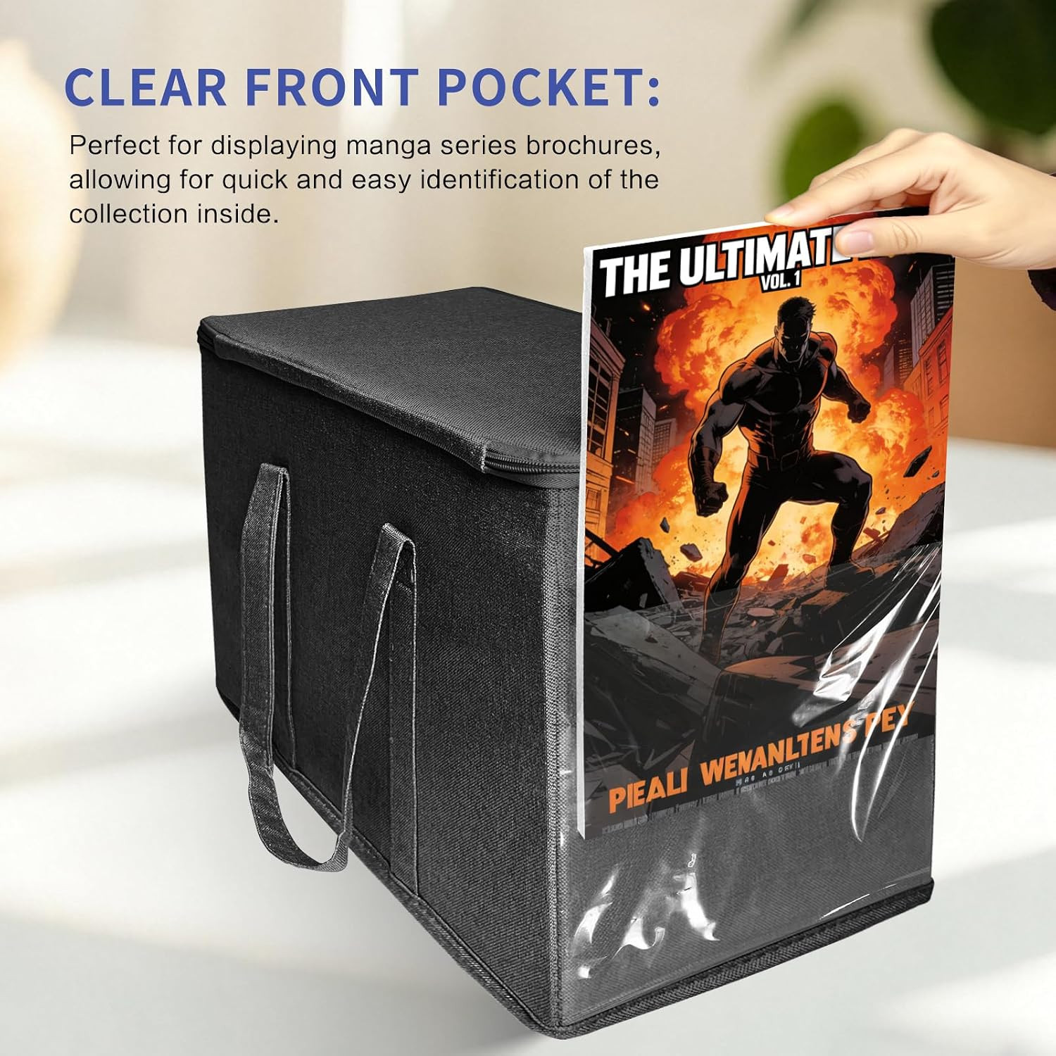 2 Pack Fabric Comic Book Storage Box, Sturdy Comic Book Holder with Adjustable D