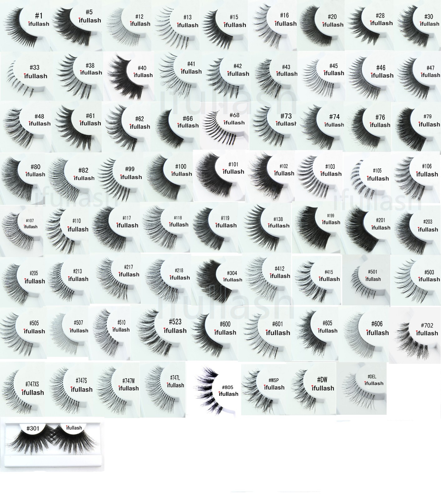 Pick 6 or 12 pairs of ifullash 100% Human Hair False Eyelash BLACK